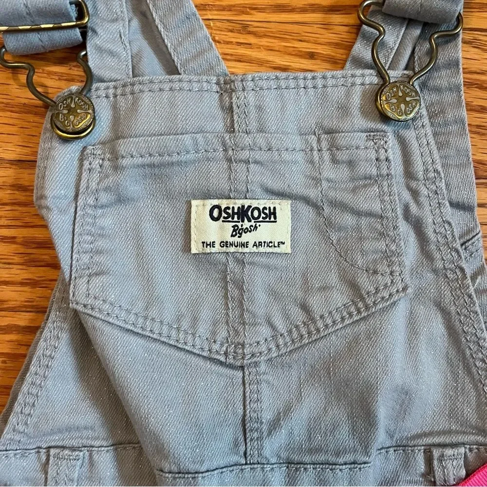 Osh Kosh Girls Girls 18 Month Grey Sparkle Overalls Pink Bow